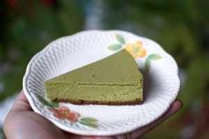 Tarta de queso con té matcha